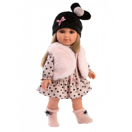 Llorens ΚΟΥΚΛΑ 35cm ΚΑΡΔΙΕΣ ΜΑΥΡΟ ΣΚΟΥΦΙ